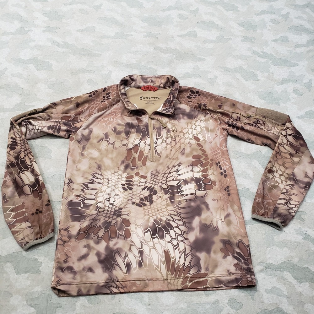 Kryptek Hunting Shirt Youth 14/15 Tan Quarter Zip Long Sleeve Camo Outdoors